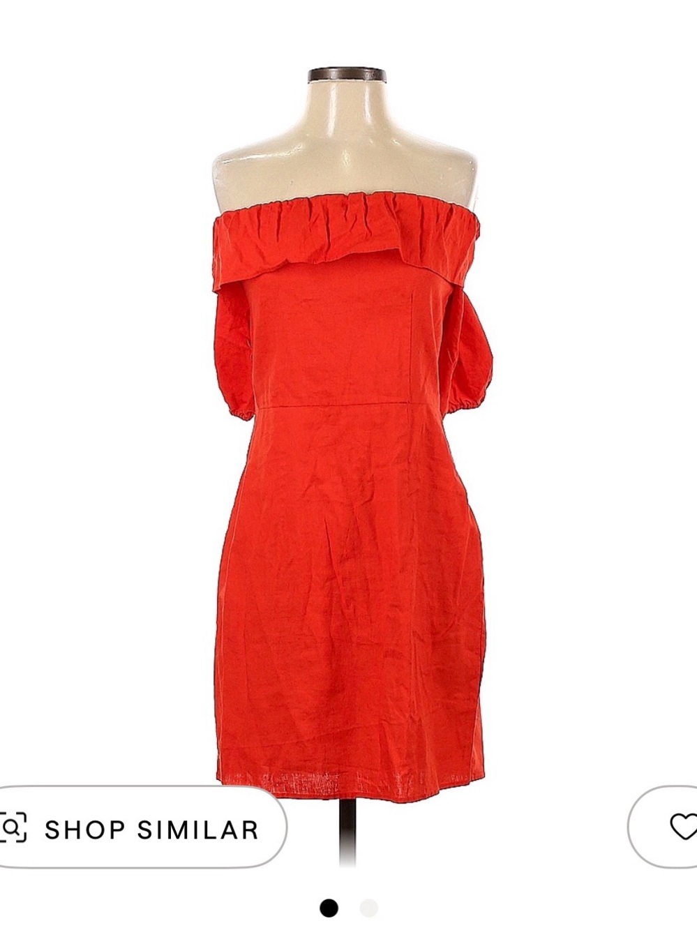 H&M Red linen ruffle off the shoulder dress